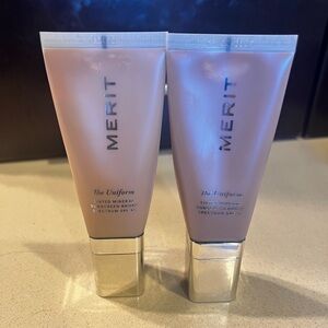 2 Bottles MERIT The Uniform Tinted Mineral Sunscreen SPF 45. Color 16 & 20 NWOB